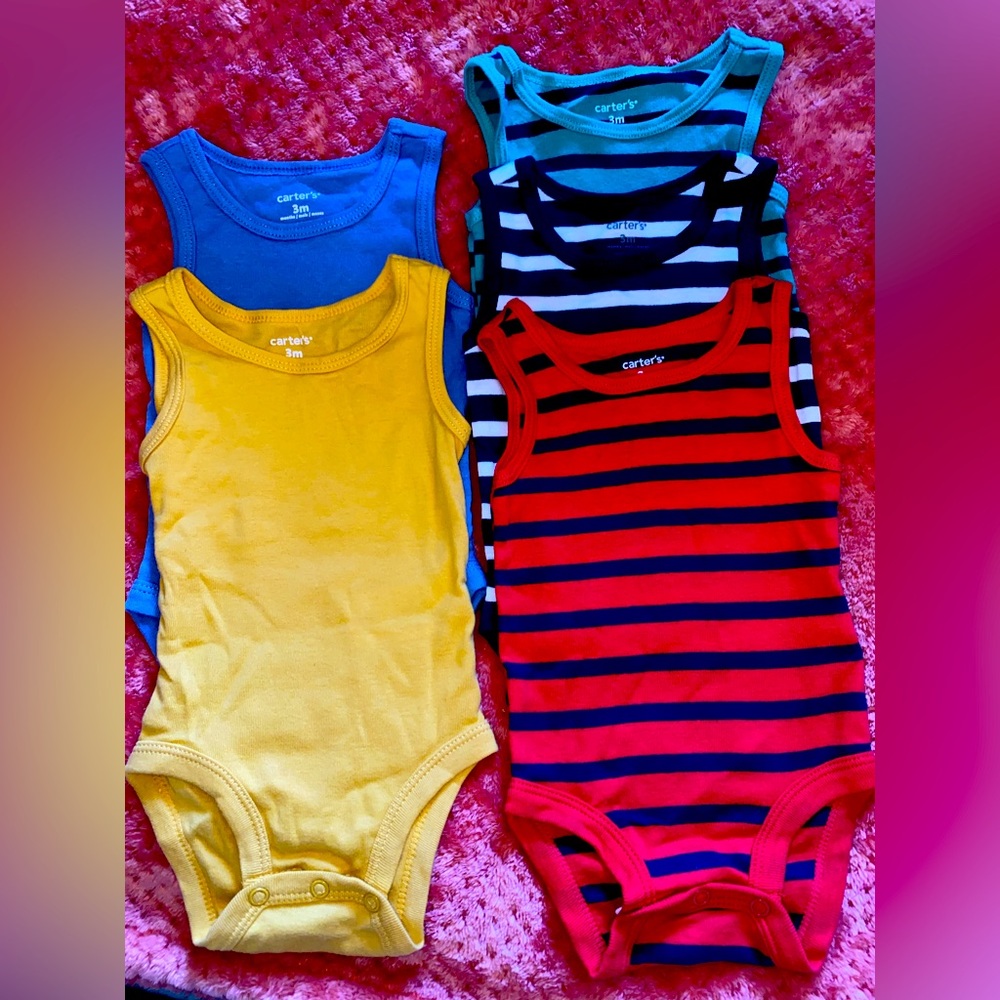 5 pack Carters 3M tank onesies NEW! 💙❤️💚💛
